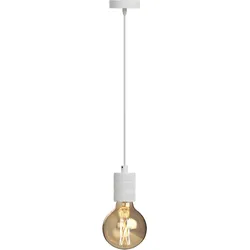 Calex | Retro Pendelleuchte | E27 | Aluminium | Matt Weiß | 3-Ring Modell | 1.5M Schnur