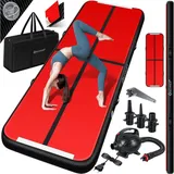 Kesser Kesser® Turnmatte Aufblasbar Airtrack Fitness-matte Gymnastikmatte 3/4/5/6m Inkl. Tragetasche & Elektr. Luftpumpe Yogamatte Tumbling Matten 300 X 100 X 10 Cm / Schwarz-rot-carbon