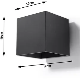 ETC Shop UP Down Wandleuchte, ALU, schwarz, Würfel-Form, L 10 cm