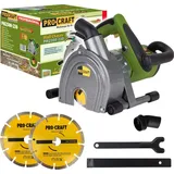 PROCRAFT PM2500-230 Mauernutfräse 1700 Watt 45 mm + 2x Trennscheibe