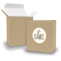 itenga Geschenkbox SET DANKE Hochzeitspaar (Motiv24) 24x Faltschachtel Quader BRAUN + Sti