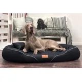 tierlando® Orthopädisches Hundebett Tiffany Easy-Clean | Große Hunde XL XXL | Allergiker Anti-Haar Kunstleder | Memory Foam XXL | Schwarz