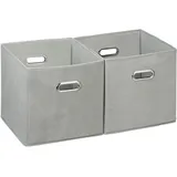 Relaxdays 10025656 Aufbewahrungsbox 2er Set, Regalkorb ohne Deckel, mit Griff, faltbar, Stoffbox quadratisch, 30 cm, Polyester, Pappe, 30 x 30 x 30 cm, 2