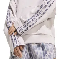 adidas Seasonal Essentials Leopard Print French Terry with 3-Stripes Damen Kapuzensweater, braun - M
