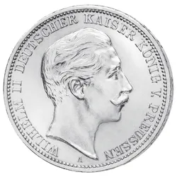 Echte 3-Mark-Silbermünzenen von Kaiser Wilhelm II.