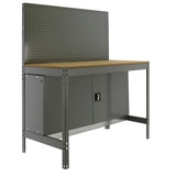 PROREGAL Werkbank BUFFALO mit Werkzeugwand und Schrank | HxBxT 84x90x61cm | Traglast 400kg | Verzinkt