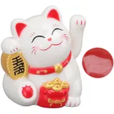 Solarbetriebene Winkekatze, Chinesische Glückskatzendekoration mit Winkearm, Glückskatzenstatue, Ornament, Chinesische Feng Shui-Dekoration, Eingebaut in (Sitzen Sie seitwärts,