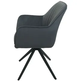 Mendler 6er-Set Esszimmerstuhl HWC-L79, Küchenstuhl Lehnstuhl Stuhl Armlehnen, drehbar Auto-Position Stoff/Textil ~ anthrazit