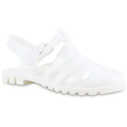 Damen Pantoletten in Weiss Lack