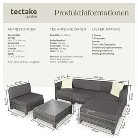 Tectake Polyrattan Lounge-Set grau 403835