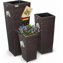 CASARIA Outdoor Pflanzkübel Set 3-tlg. braun
