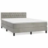 vidaXL Boxspringbett mit Matratze Hellgrau 140x200 cm Samt1390003