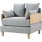 [en.casa] Schlafsessel Seinlus Polyester 81 x 88 x 68 cm Hellgrau mit Kissen