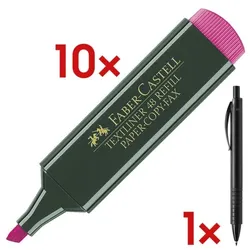 Faber-Castell 10x Textmarker »Textliner 48« inkl. Kugelschreiber »Basic M« schwarz pink