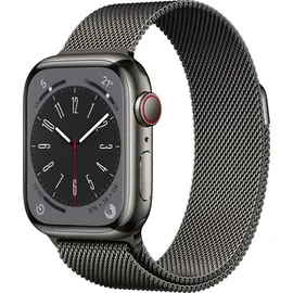 Apple Watch Series 8 GPS + Cellular 41 mm Edelstahlgehäuse graphit, Milanaise Armband graphit