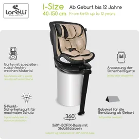 Lorelli Kindersitz Estate i-Size (40-150cm) Isofix, Stützbein, Sitz 360° drehbar beige
