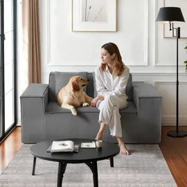 Vevor Loveseat-Sofa Couch mit zwei Sitzen (160 cm breit), modernes kleines Cord-Sofa mit Taschenfedern & weichem Kissen für Schlafzimmer Büro Wohnung, kein Zusammenbau erforderlich, grau