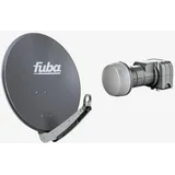 Fuba Sat Anlage 2 Teilnehmer | Satellitenschüssel Komplettset - DAA 650 A Sat-Schüssel 60x65cm Alu anthrazit + Fuba DEK 217 Twin LNB 2 Teilnehmer (D