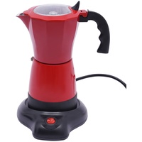 Bazargame Espressomaschine Für 6 Tassen Elektrischer Espresso-Kocher Mit Basis Espressokanne Elektrische Heizplatte Kaffee Urne Espresso Maker 300 ML (rot)