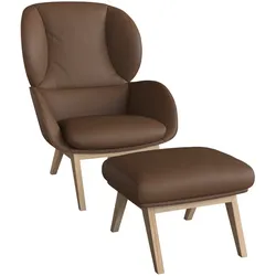 Ohrensessel FLEXLUX "Adria", braun (modern cognac braun), B:78cm H:100cm T:96cm, 100% Echteder, Sessel, Stil & Komfort, organische Form, Fuß Eiche
