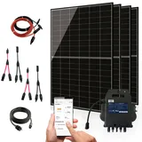 SUNOVA - Balkonkraftwerk 1720W Komplettset mit 4 x 430W Bifazial Module Glas-Glas der Marke Sunova Solar, Steckdose, APsystems Wechselrichter, 5 Meter Schutzkontakt-, 4 x 2 Meter DC-Kabel, 2 x Adap...