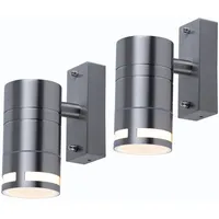 V-Tac 2er Set Design Haus Wand Down Beleuchtung silber