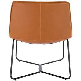 Svita Loungesessel Cocktailsessel Clubsessel ohne Armlehnen Metall-Gestell Leder-Optik Cognac