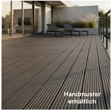 Woodstore24 Terrassendielen WoodoRhodos WPC Diele für Terrasse und Balkon mit Clipsystem, (Bodenbelag Komplettset mit Unterkonstruktion, Clip-Befestigung, 2,4m L x 12cm B x 2cm Stärke, in grau, anthrazit oder braun), Holzoptik, Klicksystem, Außenbereich, Gastronomie geeignet, wetterfest schwarz