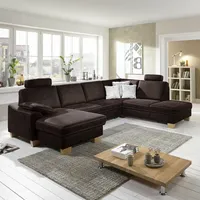 Wohnlandschaft Ecksofa Eckcouch Polsterecke Stan Microfaser espresso Federkern