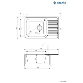Deante ZEX_011B - Küchenspüle XYLO 50x78 cm Satin - Satin