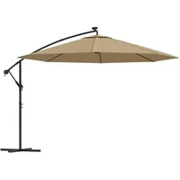 VidaXL Ampelschirm mit LED-Beleuchtung und Metall-Mast 350 cm Taupe