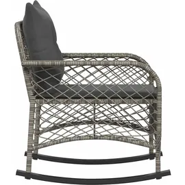 vidaXL Garten-Schaukelstuhl mit Kissen Grau Poly Rattan