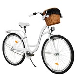 MILORD BIKES Cityrad Milord City Fahrrad Weidenkorb Damenfahrrad, 28/26 Zoll, Weiß, 3-Gang, 3 Gang, Nabenschaltung weiß