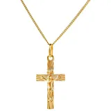 HOPLO Kreuzanhänger Anhänger Kreuz 333 8 kt Gold mit massiver Goldkette 333 - 8 kt Gold, Made in Germany 45 cm