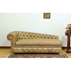 JVmoebel Chesterfield-Sofa, Chaiselongues Chesterfield Sofa Grün Couch Liege beige