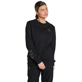 hummel Damen Hmloffgrid Cotton Wo Sweatshirt, Jet Black/Forged Iron, XS