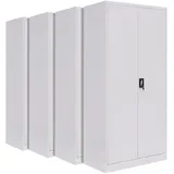 4-Pack LagerZwei Mehrzweckschrank 185x90x40cm I Metallschrank, 4 Fachböden I Aktenschrank weiß, abschließbar I Robuster Allzweckschrank als Werkstattschrank & Büroschrank I Stahlschrank