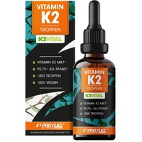 Vitamin K2 Tropfen hochdosiert 1800x (50ml) - 200 μg Vitamin K2 MK7, K2VITAL® Premium Vitamin K2 hochdosiert von Kappa mit 99,7+% all-trans-Gehalt - laborgeprüft, 100% vegan