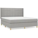 vidaXL Boxspringbett mit Matratze Hellgrau 180x200 cm Stoff1396504