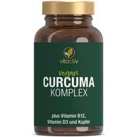 VITACTIV Curcuma Komplex - hochdosiertes Kurkuma plus Vitamine und Kupfer, hohe Bioverfügbarkeit, für Immunsystem, Durchblutung und Energiestoffwechsel (60 Kapseln, vegan)