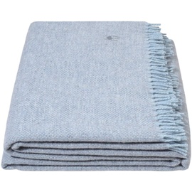 Zoeppritz Must Relax, Decke – Wolldecke – hochwertiges Plaid aus reiner Schurwolle mit Fransen – 130x190 cm – 505 powder blue – von ’zoeppritz since 1828’
