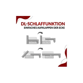 Sofa.de Wohnlandschaft mit Schlaffunktion ¦ türkis/petrol ¦ Maße (cm): B: 357 H: 85 T: 218.0
