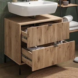 Vicco Waschbeckenunterschrank, Eliza, Viking Oak, 70 x 63 cm mit 2 ausziehbaren Schubladen