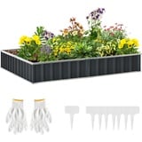 Outsunny Hochbeet DIY Gartenbeet mit T-Form-Pflanzenschilder Handschuhe Stahl