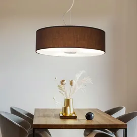 ETC Shop Hängeleuchte 1-flg. 45 cm rund braun Textil, Stahl gebürstet, Glas satiniert