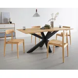 OTTO products 4-Fußstuhl »Veikko«, (Set), 2 St., vegan, mit pflanzlichem Bio Öl behandelt, Massivholz Eiche, stapelbar,