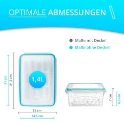 astor24 4er Set Frischhaltedose 1,4 L Gefrierdosen Vorratsdosen Aufbewahrung Küche Brotdose Behälter