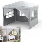 YRHome Pavillon 3x3 m Partyzelt Zelt Stabil Wasserdicht Winterfest UV-Schutz Gartenpavillon Festzelt Bierzelt Camping Zelt mit Seitenteilen & Fenstern für Garten und Camping Grau