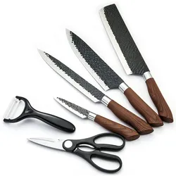 Muxel Küchenmesser Set 4 Messer 1 Schere 1 Keramik Schäler Koch- und Universalmesser im Damast Stil