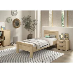 SAM Artikel-Set 2-tlg. best aus, Einzelbett, Nachtkonsole, Ausf. Eiche Melamin Dekor